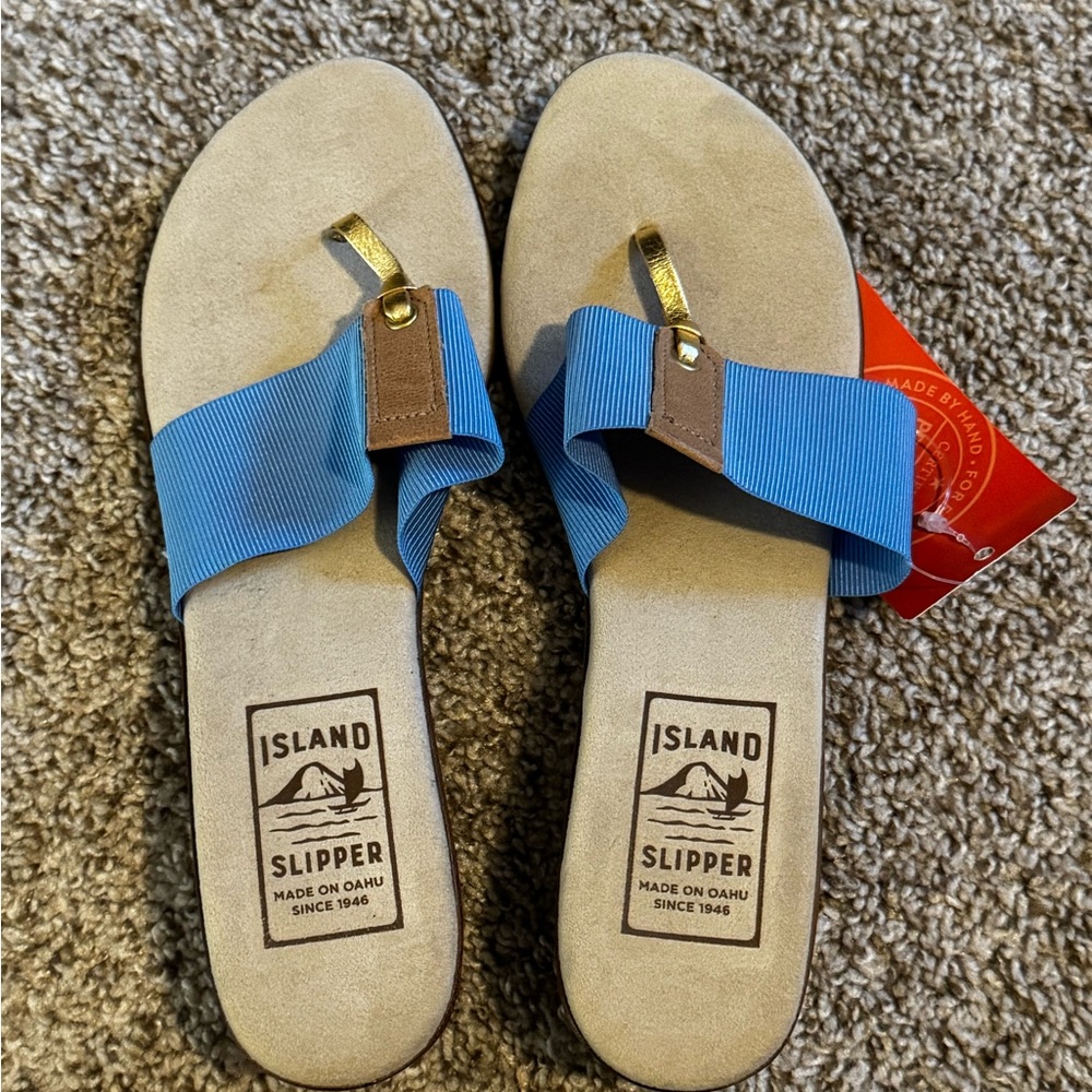 Island Slipper Women's Blue and Brown Sandals - Picture 2 of 2